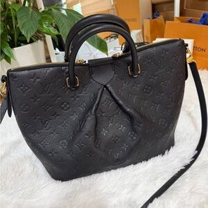 Louis Vuitton Black Satchel with Gold Accents